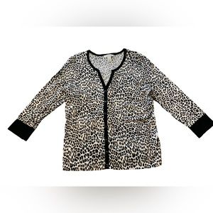 White House Black Market Leopard Print Cardigan size XL